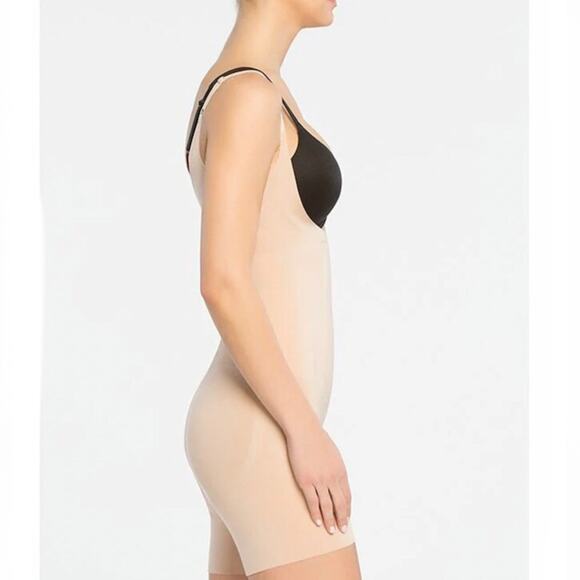 Spanx NWT 10130 OnCore Open-Bust Mid-Thigh Bodysuit Soft Nude L (0178) - Picture 7 of 7
